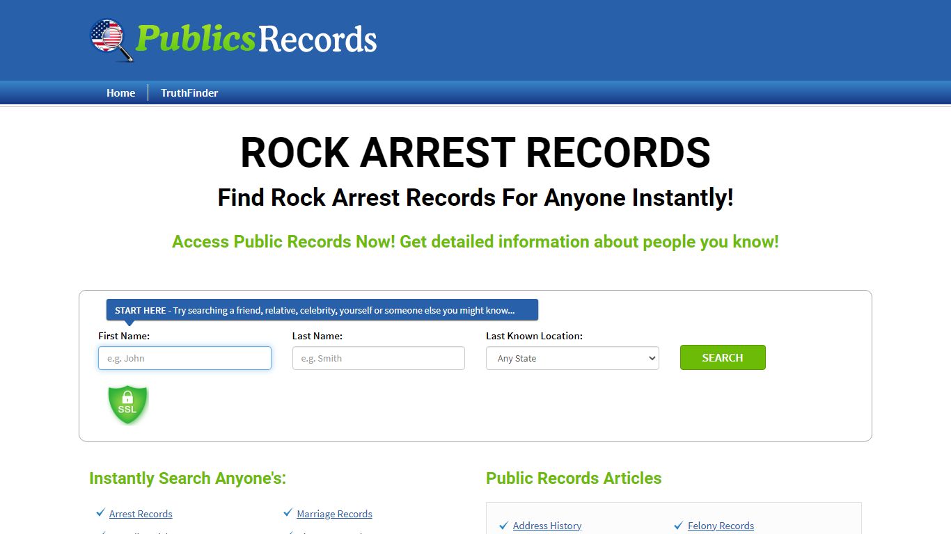 Find Rock Arrest Records For Anyone Instantly!
