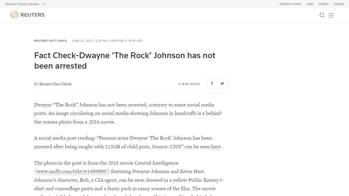 Fact Check-Dwayne ‘The Rock’ Johnson has not been arrested